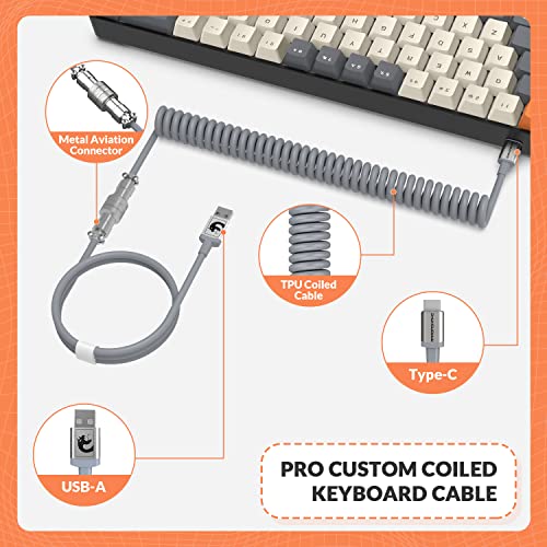 ZIYOU LANG RK-T8 Wired 65% Mechanical Gaming Keyboard with RGB LED Backlit Anti-ghosting TKL Mini 68 Key Custom Coiled C to A Cable Tactile Blue Switch for PS4 PS5 Xbox PC Mac Gamer(Dark Gray/White) - color: Dark Gray White, size: 65% Keyboard