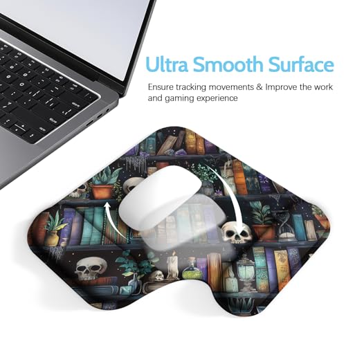 Ergonomic Mouse Pad with Gel Wrist Rest (1"& 1.2" Dual Height) - Mouse Pads Compact Mousepad Desk Mat Office, Gaming & Carpal Tunnel Relief | Non-Slip Rubber Base | Gothic Bookshelf - color: Gothic Bookshelf