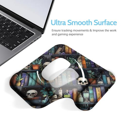 Ergonomic Mouse Pad with Gel Wrist Rest (1"& 1.2" Dual Height) - Mouse Pads Compact Mousepad Desk Mat Office, Gaming & Carpal Tunnel Relief | Non-Slip Rubber Base | Gothic Bookshelf - color: Gothic Bookshelf