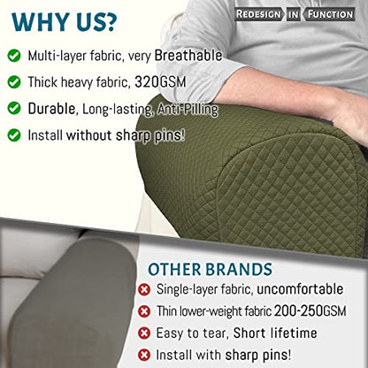 Roytub Couch Arm Covers, Sofa Arm Covers, Stretch Armrest Cover for Sofas, Armchair, Loveseat, Recliner, Sofa armrest Cover, Arm Chair Covers Set of 2(Medium, Sage Green) - color: Sage Green, size: M - 17.5"(D) × 6.3(W) × 8.2(H)