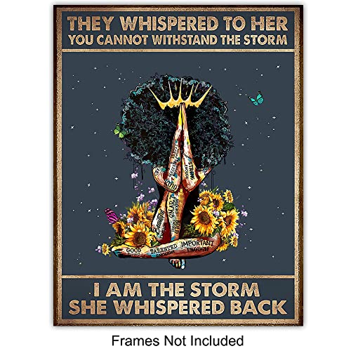 She Remembered Who She Was - African American Women Inspirational Wall Art | Motivational Quote Print, Black Woman Encouragement Gift, Christian Home Decor, Afro Girl Bedroom Art