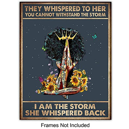 She Remembered Who She Was - African American Women Inspirational Wall Art | Motivational Quote Print, Black Woman Encouragement Gift, Christian Home Decor, Afro Girl Bedroom Art