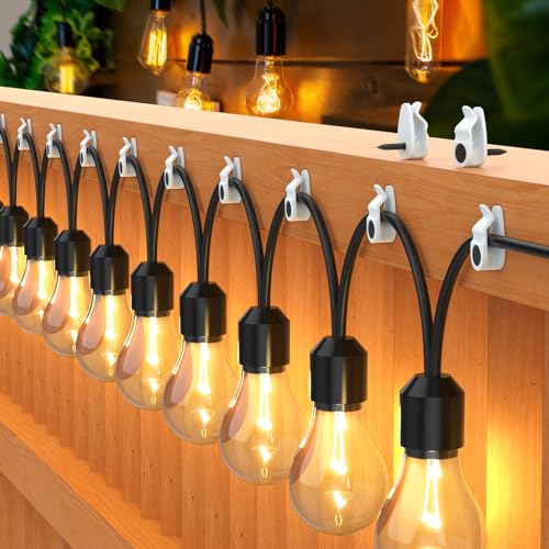 Hooks for Outdoor String Lights Clips, Christmas Light Clips Weatherproof, Lights Hanger Hooks for Hanging Christmas Light, Fairy Light, Cable, Holiday Decor - White, 50 Pack - color: White