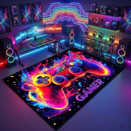 Gamer Rug for Boys Room - Gaming Rug, 6'x9' Game Controller Shape Gaming Carpet for Teens Boys Playroom Computer Chair Floor Mats Decor Game Carpet for Bedroom - color: Gaming-433, size: 6' x 9' (Rectangular)