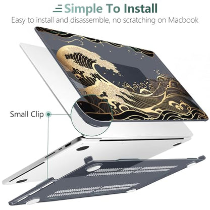 DONGKE Compatible with MacBook Pro 16 Inch Case (2026-2021 Release, M5 M4 M3 M2 M1 Pro/Max Chip), Plastic Hard Shell Cover with Keyboard Cover & Screen Protector for MacBook Pro 16", Golden Wave - color: Golden Wave X902