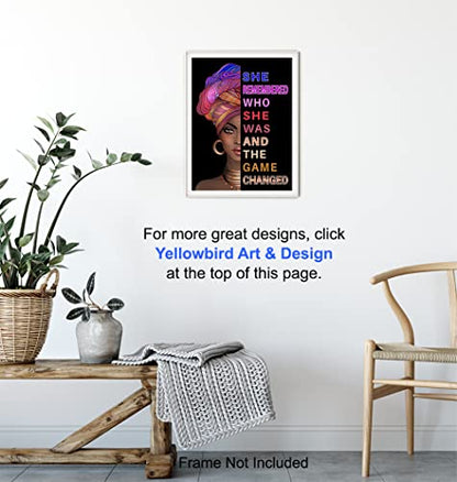 African American Woman Black Art - She Remembered Who She Was And The Game Changed - Inspirational Wall Decor - Positive Quotes - Encouragement Gifts for Women - Motivational Posters