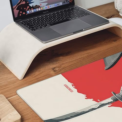 Japanese Samurai Sword Gaming Mouse Pad, XL Desk Mat, Non-Slip Rubber Base, Waterproof with Stitched Edges, 35.4 x 15.7 Inch - color: Japanese Samurai Sword