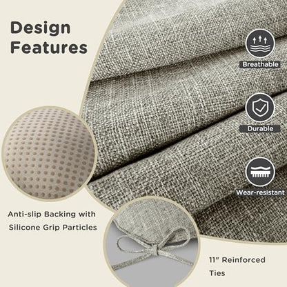 AddGrace Chair Cushions for Dining Chairs Set of 1 Kitchen Seat Cushions with Ties and Non Slip Backing Tufted Indoor Seat Pad for Kitchen Dining Room 18" x 17" x 3" Heather Grey - color: Heather Grey