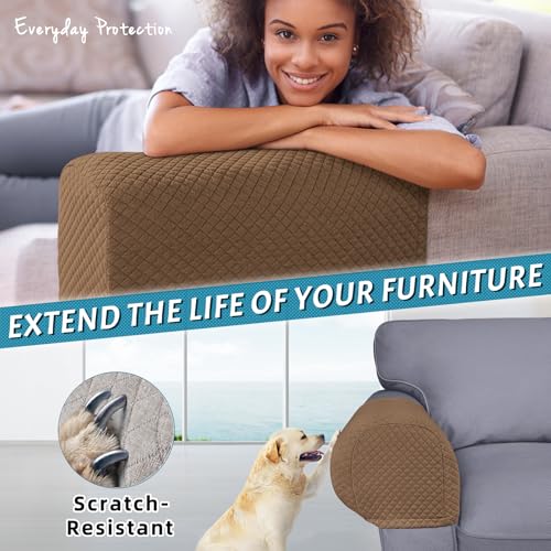 Roytub Couch Arm Covers, Sofa Arm Covers, Stretch Armrest Cover for Sofas, Armchair, Loveseat, Recliner, Sofa armrest Cover, Arm Chair Covers Set of 2 (Medium, Coffee) - color: Coffee, size: M - 17.5"(D) × 6.3(W) × 8.2(H)