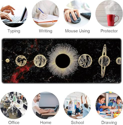 Galaxy Planet Large Mouse Pad,Gaming Keyboard Desk Pad,Extended Mouse Mat Non-Slip Rubber Base with Stitched Edges for Office Game Home XL 31.5"x11.8" - color: Galaxy Planet, size: 31.5L x 11.8W inches
