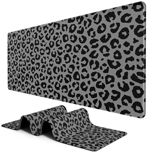 BOSOBO Extended Gaming Desk Mat, XXL Full Cover 31.5 x 11.8 Inches, Black Leopard Print - color: Black Leopard Print, size: XL - 31.5 x 11.8 Inches