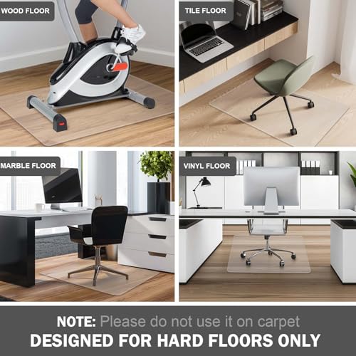 Clear Chair Mat for Hardwood Floors 36"x48" - Office Desk Chair Mat Protector Easy Glide for Rolling Chairs, Heavy Duty Home & Computer Use - size: 48"x36"