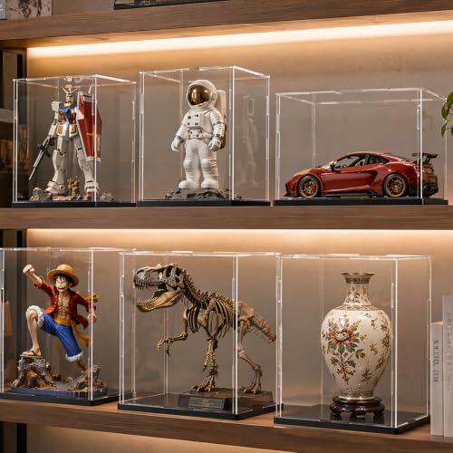Clear Acrylic Display Case, 13.8x13.8x13.8inch (35x35x35cm) | Assemble Cube Display Box, Black Base, Dustproof Protection, For Collectibles Memorabilia Figurines - size: 13.8x13.8x13.8inch; 35x35x35cm