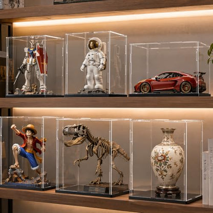 Clear Acrylic Display Case, 13.8x13.8x13.8inch (35x35x35cm) | Assemble Cube Display Box, Black Base, Dustproof Protection, For Collectibles Memorabilia Figurines - size: 13.8x13.8x13.8inch; 35x35x35cm