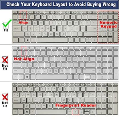Keyboard Cover for HP Laptop 17-cn 17-cp 17z-cp000/cp200 17-cn3033cl 17-cp2124od 17-cp3035cl 17-cp2124od 17-cp0035cl 17-cp0056 cp1035cl 17-cp0025cl 17-cp0004dx 17-cp0002ds 17-cp1124od 17-cp0013dx - color: White(Regular Letters)