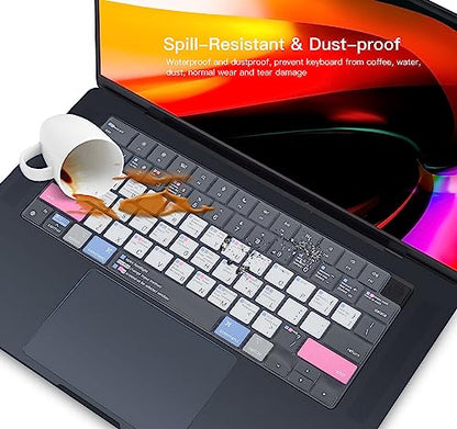 CaseBuy MacBook Air 15 inch Keyboard Cover Shortcuts for 2026-2023 MacBook Air 15.3" with Apple M5 M4 M3 M2 Chip A3448 A3241 A3114 A2941 MacOS Hot Keys Keyboard Protector - size: MacBook Air 15.3"（2023+）