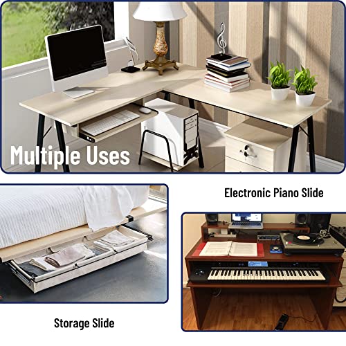 14" Keyboard Slide Heavy Duty Ball Bearing Slides Computer Tray Under Desk Rails Rack Cabinet Furniture Drawer Hardware Accessories with Adjustable Height Bracket & L Extension Support Bracket (Black) - style: Black