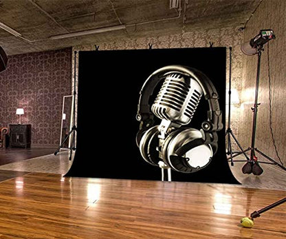 10x10ft Microphone Backdrop Headset Photography Background for Birthday Party Decor Banner Photo Booth Studio Props BJAY15 - size: 10x10FT