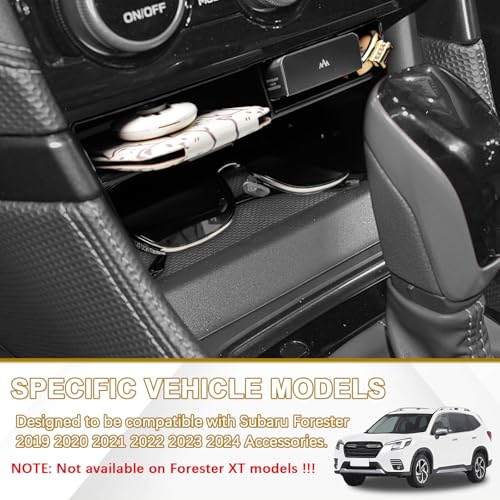 Center Console Organizer Compatible with Subaru Forester 2019 2020 2021 2022 2023 2024 Accessories, Middle Console Storage Box Insert Tray with Charging Hole (NOT for XT or 2025 Models)
