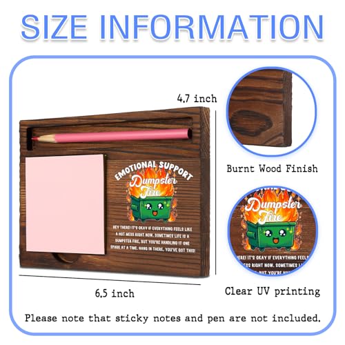 Dumpster Fire Sticky Note Holder for Desk, Funny Coworker Gift, Office Humor Desk Organizer for Work Team, Memo Pad Holder Wooden Desk Accessory STYW1 - style: Dumpster Fire