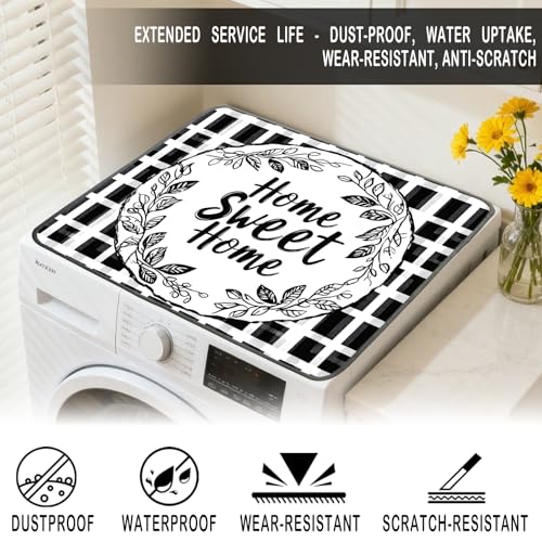 Nuxovilar Home Sweet Home Dryer Cover for the Top, Non-slip Washer & Dryer Protector, 23.62"x19.68" Dust-proof Washing Machine Mat, Diatom Mud Polyester Top Pad for Laundry Room - color: Yhd00539