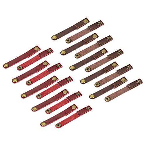 MECCANIXITY Pack of 20 Leather Cable Straps Cable Ties, Cord Organizer, Portable Cable Management for USB Cables, Headphone Wires, Brown/Wine Red - color: Brown,wine Red