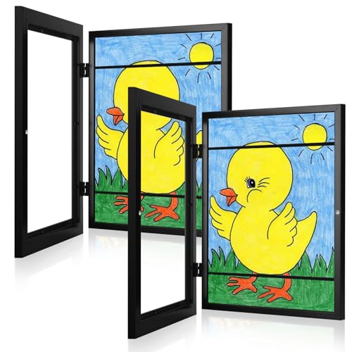 [2-Pack] Kids Frames, 8.5x11 Front Opening Kids Artwork Frames Changeable, Black Artwork Display Storage Frame for Wall, Holds 50 Pcs, for 3D Picture, Crafts, Children Drawing, Hanging Art, Portfolio - color: Black, size: 8.5x11"
