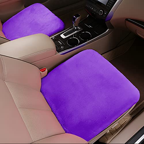 2Pack Car Front Seat Cushion, Soft Warm Faux Rabbit Fur Winter Auto Seat Cover, Fluffy Plush Vehicle Seat Protector Pad with Non-Slip Backing, Car Accessories for Home and Office Chair (Purple) - color: Purple