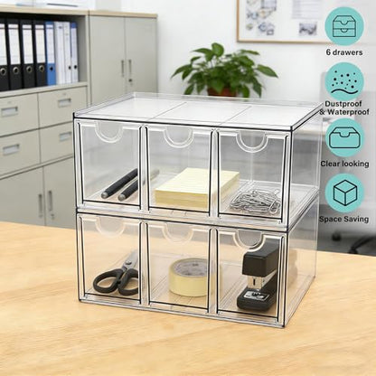 Prsildan Tea Bag Organizer K Cup Holder Drawer Coffee Pods Storage, 2 Pack | Clear Acrylic, Stackable, Pull Out, For Kitchen Office Craft Art Supplies Hair Accessories Makeup Small Items - style: Style3-6Drawers