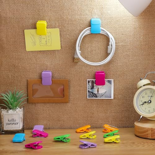 Chiisong Cubicle Clips Fabric Panel Cubicle Accessories Fabric Partition Panel Messages Hooks Office Photos Wall Clips for Notes Memos(Multicolored,15 Pcs) - color: Multicolor