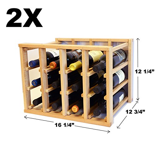 sfDisplay.com,LLC. 24 Bottle Modular Stackable Wine Rack Stack As Many Sets Together (1 Set = 24 Bottle Capacity) - size: 1 set = 24 Bottle Capacity