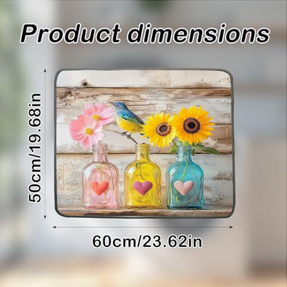 Nuxovilar Sunflower Bird Dryer Cover for the Top, Non-slip Washer & Dryer Protector, 23.62"x19.68" Dust-proof Washing Machine Mat, Diatom Mud Polyester Top Pad for Laundry Room - color: YTT00283-A