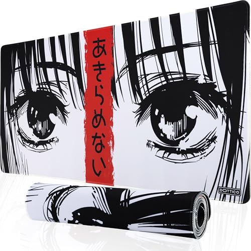 XXL Manga Eyes Gaming Mouse Pad – Japanese Minimalist Desk Mat with Kanji & Bold Art – Non-Slip, Water-Resistant Surface, Stitched Edges – 35.4x15.7 in (Anime Red XX-Large) - color: Anime Red, size: 35.4L x 15.7W inches