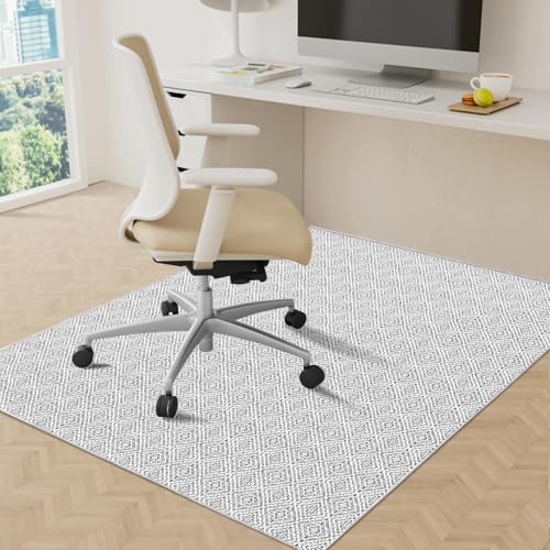 KMAT Office Chair Mat, 45x53in Heavy Duty Hardwood/Tile Floor Protector, Computer Desk Mat for Rolling Chairs, Work, Study, Office, White - color: White, size: 45"x53"