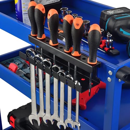 ULIBERMAGNET Magnetic Wrench Holder,Heavy Duty Magnetic Tool Holder,Wrench Screwdriver Shear Organizer Rack Magnetic Mount Tools Rack for Garage,Tool Cart,Pegboards,Workbench - style: Black Magnetic Wrench Rack