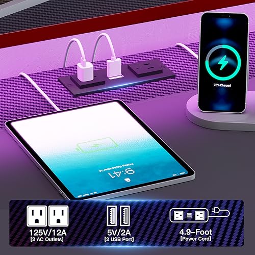 SEDETA 79" Gaming Desk, Computer Desk with 2 Fabric Drawers & LED Light, L Shaped Gaming Desk with Storage Shelf for Home Office, Carbon Fiber Black&Red - color: Carbon Fiber Black&red