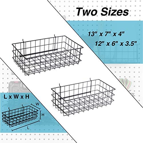 RightArrange Pegboard Basket Set of 2 - XLarge + Large Size Basket, Black - Hooks to Any Peg Board - Organize Tools, Workbench, Accessories, Garage Storage - Wall Organizer Attachments - size: d. Sizes L+XL Pack