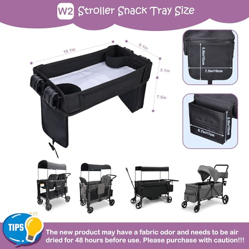 Babenest Stroller Snack Tray for Wonderfold Wagon W2, Foldable Thickened Snack Tray with Cup Holder, Storage Mesh Bag & Pen Slot, Easy to Clean Snack Board for Drawing - size: W2