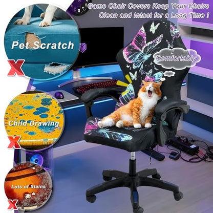 Gaming Chair Covers, 3D Printing One-piece Universal Fit Gaming Chair Seat Cover with Armrest Sloipcover(Color:Style 5) - color: Style 5