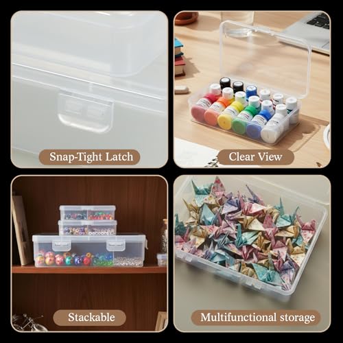 SATINIOR 24 Packs Small Clear Plastic Beads Storage Containers Box with Hinged Lid for Storage of Small Items, Crafts, Jewelry, Hardware(Multiple Sizes) - size: Multiple Sizes