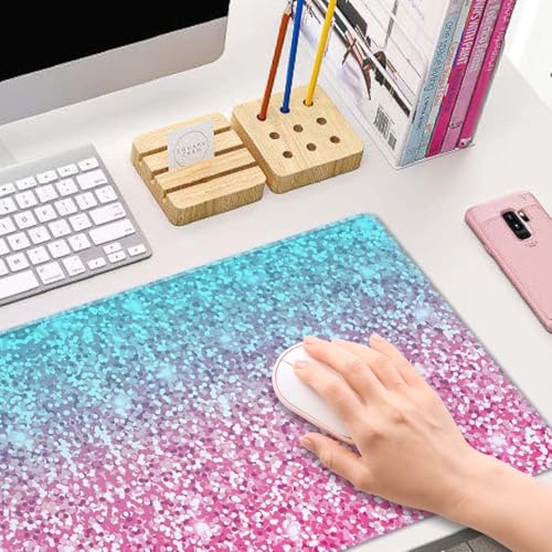 Pink Glitter Pattern Mouse Pad (31.5 × 11.8 × 0.12 inch) Extended Large Mouse Mat Desk Pad, Stitched Edges Mousepad,Non-Slip Rubber Base,Gaming Mouse Pad XL - color: Pink Glitter Pattern