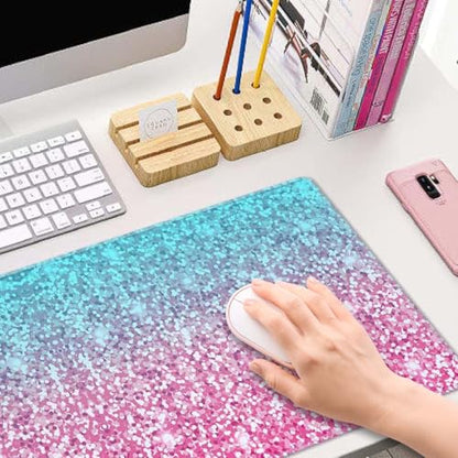 Pink Glitter Pattern Mouse Pad (31.5 × 11.8 × 0.12 inch) Extended Large Mouse Mat Desk Pad, Stitched Edges Mousepad,Non-Slip Rubber Base,Gaming Mouse Pad XL - color: Pink Glitter Pattern