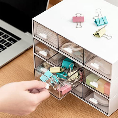 Desk Organizer-Stackable Storage Drawers, Plastic Compact Desk Storage Box Perfect for Collection Small Item/Cosmetic Office Organizer - 3 drawers (White) - size: 9*6.5*2inch - 3 Compartment