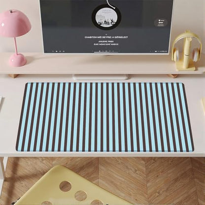 Dark Brown Blue Striped Desk Mat Cute Pastel XXL Large Gaming Mouse Pad Desk Pad Kawaii Cozy Aesthetic Keyboard Laptop Computer Mat Home Office Decor - color: A3- Chocolate Blue