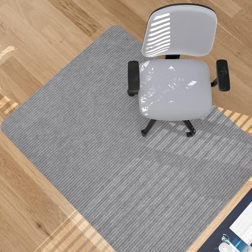 Placoot Desk Chair Mat for Hardwood Floor Corduroy Surface 1/6" Thick 55"x35" Office Chair Mat for Rolling Chairs-100% Large Anti-Slip Backing Under Desk Low-Pile Office Rug Floor Mat for Office/Home - color: Corduroy-lightgrey, size: 55"x35"