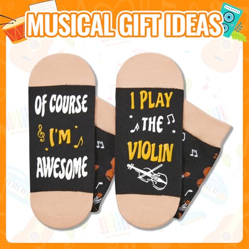 HAPPYPOP Music Gifts for Music Lovers - Guitar Saxophone Violin Socks for Musicians Players - color: I Play the Violin