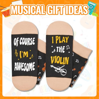 HAPPYPOP Music Gifts for Music Lovers - Guitar Saxophone Violin Socks for Musicians Players - color: I Play the Violin