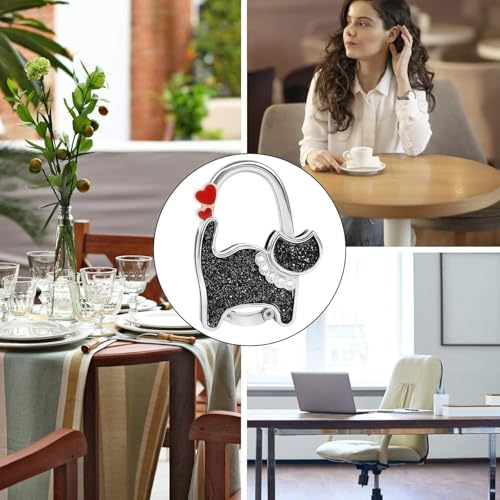 Purse Hooks for Table and Bars,Portable Purse Hanger Organizers Hooks,Foldable Folding Purse Table Hook Hanger(Cat Design)