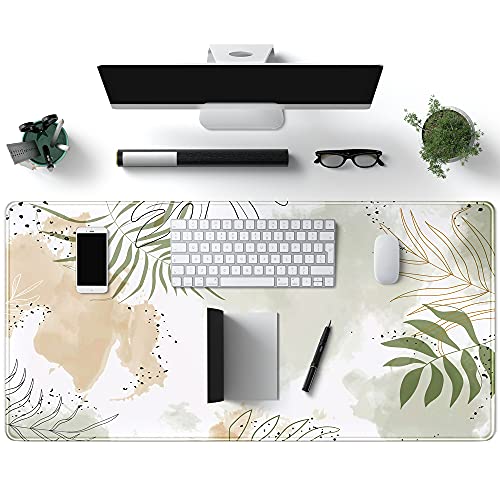 Keyboard mat Kawaii Mousepad Matcha Green Plant Abstract Accessories Desk pad Mouse mat for Desktop Gamer Girl Office Accessories for Women Pink Desk Organizer Large Gaming Pads … - color: A-matcha Green