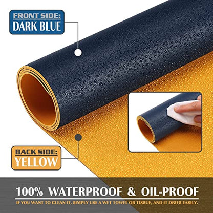 K KNODEL Small Office Leather Desk Mat, Mouse and Keyboard Pad, Computer and Laptop Mat, Desktop Protector and Cover, Writing Pad and Blotter (23.6"x13.8", Dark Blue) - color: Dark Blue, size: 23.6" x 13.8"